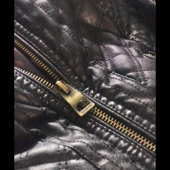 Guess Faux-Leather Quilted Moto Jacket - Picture 4 of 5